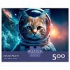 Puzzle pour adultes - 500 pièces - Chat de lespace - Puzzle animaux de lespace pour adultes, femmes et hommes - Cadeau stim