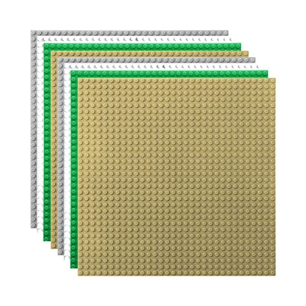 Etarnfly 8 Set de plaques de Construction Compatible avec la Plupart des Marques, 25 * 25cm, Gris Vert Sable Blanc Plaque de 