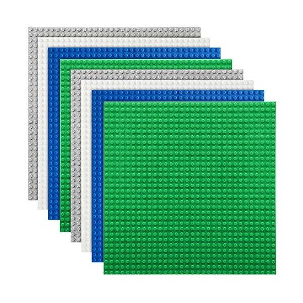 Etarnfly 8 Set de plaques de Construction Compatible avec la Plupart des Marques, 25 * 25cm, Gris Vert Sable Blanc Plaque de 