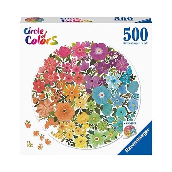 Ravensburger - Puzzle Adulte - Puzzle rond 500 p - Fleurs Circle of Colors - 17167