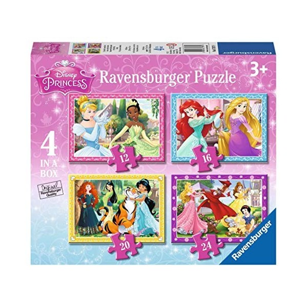 Ravensburger Disney Princess-4 in Box 12, 16, 20, 24 Piece Jigsaw Puzzles For Kids Age 3 Years and Up