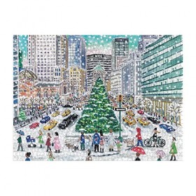 Galison 9780735371989 Michael Storrings Snowfall on Park Avenue Jigsaw Puzzle, Multicoloured, 1000 Pieces