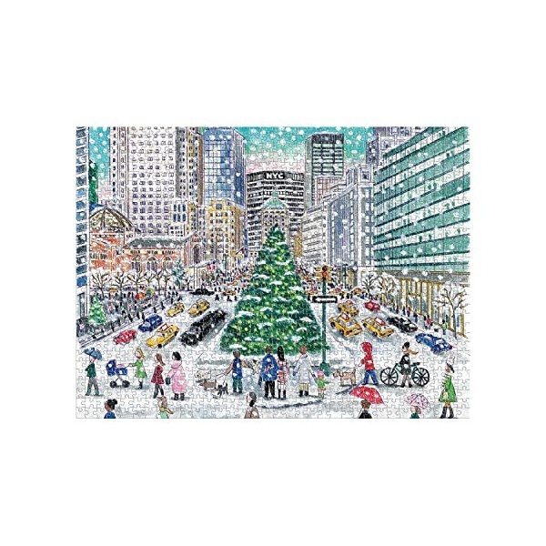 Galison 9780735371989 Michael Storrings Snowfall on Park Avenue Jigsaw Puzzle, Multicoloured, 1000 Pieces