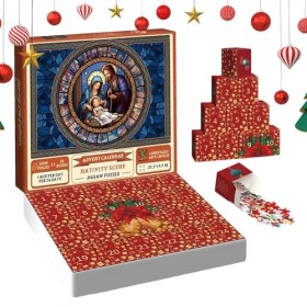 Puzzle compte à rebours de Noël, 24 jours en papier, scène de vacances festives, puzzle de peintures de Noël emblématiques du