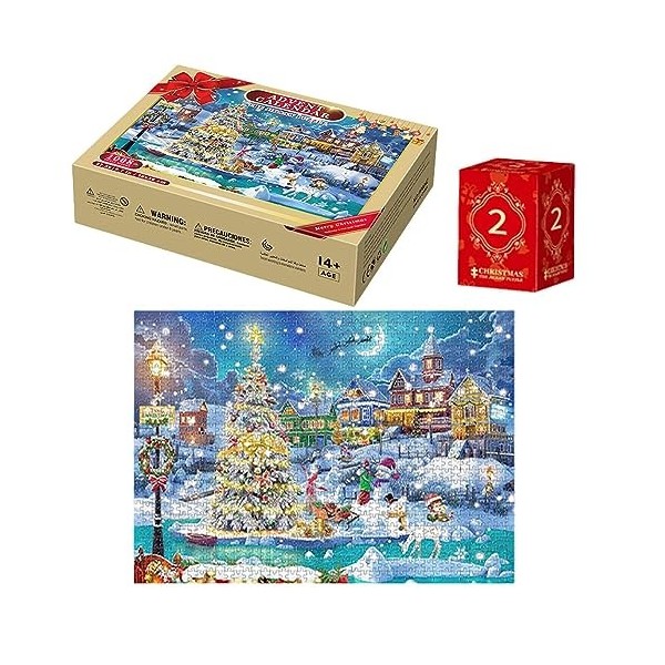 Calendrier De Puzzle De Noël, Petite Boîte De Puzzle De Noël, Stimulant Avec Du Papier, Calendrier De Puzzle Surprise De Noël