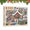 Puzzle en bois, kit de calendrier de lAvent à faire soi-même, 1000 pièces de puzzles de vacances de rue de Noël, puzzles de 