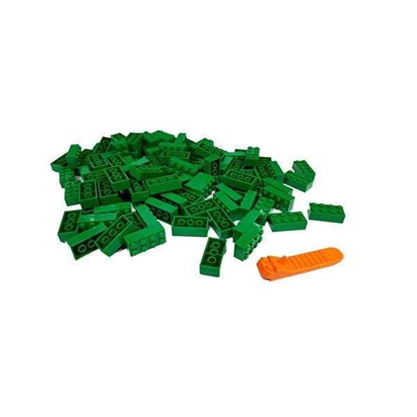 LEGO Classic 3001 Lot de 100 Pierres 2 x 4 avec séparateur de Pierres Vert