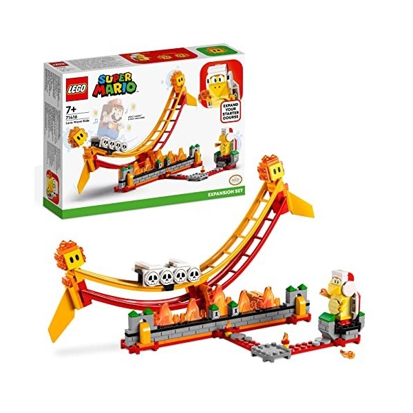 LEGO Super Mario 71416 Ensemble dExtension Le Manège de la Vague de Lave, avec Figurines Frère Pyro et Bulle de Lave, Jouet 