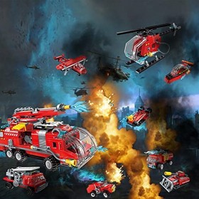 QLT City Fire Truck Building Kit pour enfants de 6 à 12 ans, compatible avec Lego City Fire Truck 8 en 1, blocs de constructi