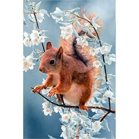 WACYDSD Puzzle Adulte 1000 Pièces Écureuil avec des Fleurs Puzzle Classique Kit De Bricolage Jouet en Bois Cadeau Unique Déco