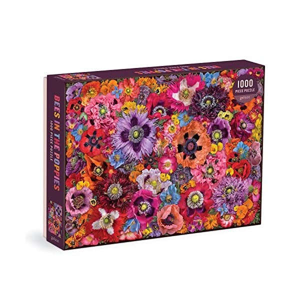 Galison 9780735375550 Bees in The Poppies Jigsaw Puzzle, Multicoloured, 1000 Pieces