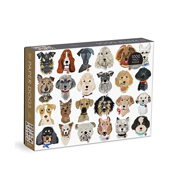 Galison 9780735371941 Paper Dogs Jigsaw Puzzle, Multicoloured, 1000 Pieces