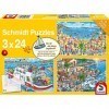 Schmidt Spiele 56418 Où est Le Petit Bateau à Voile-3 x 24 pièces Puzzle pour Enfant, coloré