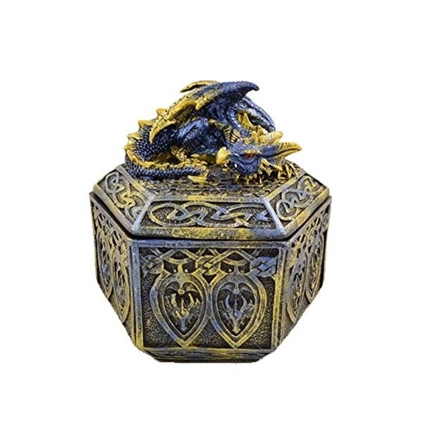 Statuette Dragon, Boite A Bijoux Dragon COLOREE, Figurine Dragon