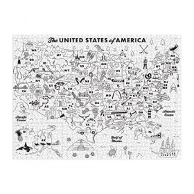 Galison 9780735373181 Maptote USA Colour-in 1000 Piece Puzzle