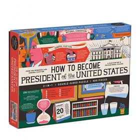 Galison Mudpuppy- How to Become President of The United States 500 Piece Double-Sided Puzzle, 9780735367531
