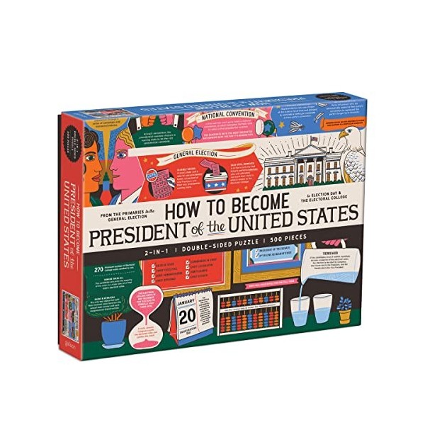 Galison Mudpuppy- How to Become President of The United States 500 Piece Double-Sided Puzzle, 9780735367531