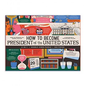 Galison Mudpuppy- How to Become President of The United States 500 Piece Double-Sided Puzzle, 9780735367531