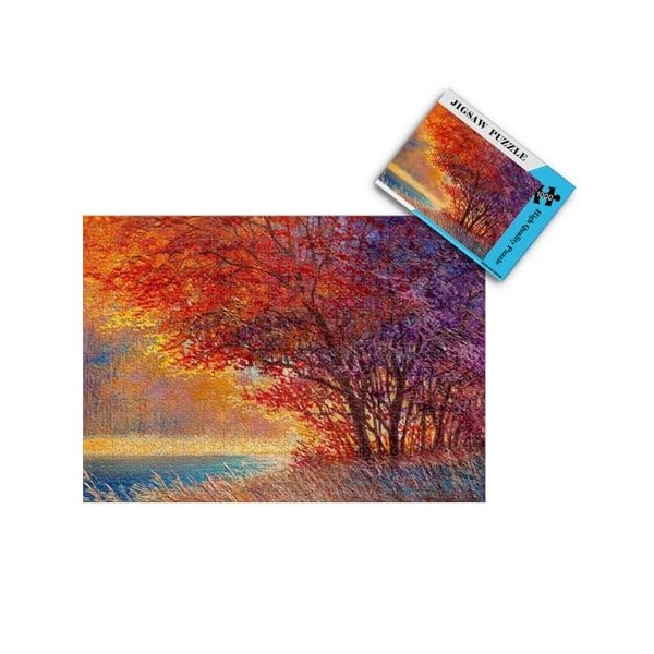 Puzzle 1000 Pièces Adultes, Puzzle Adulte Automne Bois et rivière Peinture Puzzle Paysage Puzzle Enfant 26x38cm