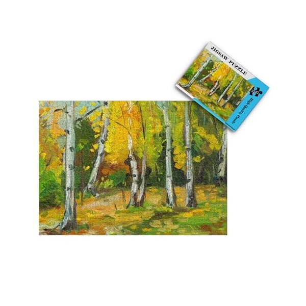 Puzzle 1000 Pièces Adultes, Puzzle Adulte Automne Bois et rivière Peinture Puzzle Paysage Puzzle Enfant 26x38cm