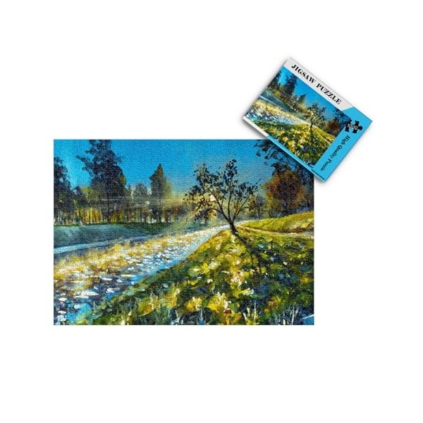 Puzzle pour Adulte de 1000 Pièces,Belle Peinture de Bouleau Jeu de Famille, Jeu de Team Building, Cadeau pour Les Am 26x38cm