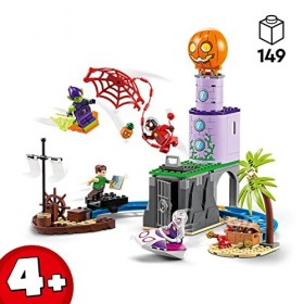 LEGO 10790 Marvel L’Équipe Spidey au Phare du Bouffon Vert, Jouet Enfants Dès 4 Ans avec Bateau Pirate, Minifigurine Miles Mo