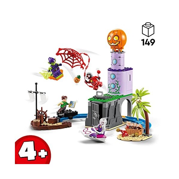 LEGO 10790 Marvel L’Équipe Spidey au Phare du Bouffon Vert, Jouet Enfants Dès 4 Ans avec Bateau Pirate, Minifigurine Miles Mo