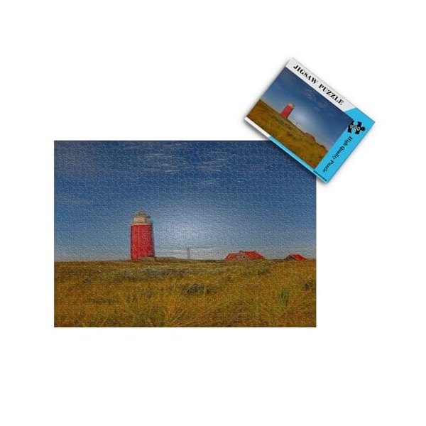 Puzzles pour Adultes 1000 pièces -Phare Peinture sur Champ - Puzzle pour Adultes Adolescents Jeu de Puzzle Jouet Cadeau 26x38