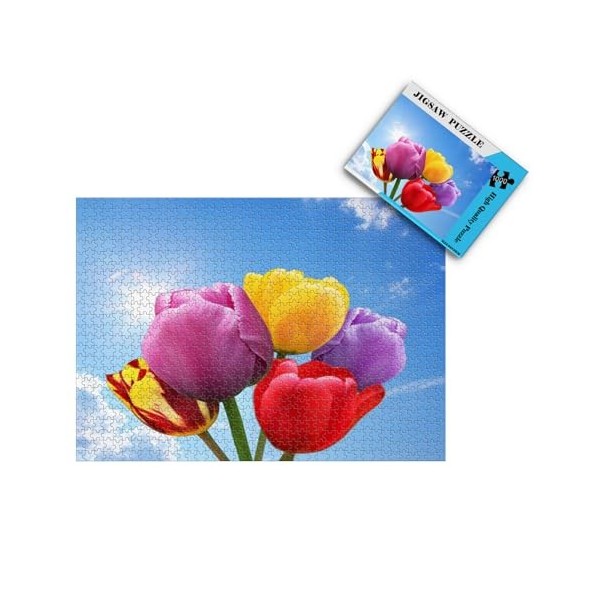 Puzzles pour Adultes 1000 pièces -Fleurs de Tulipes colorées - Puzzle pour Adultes Adolescents Jeu de Puzzle Jouet Cadeau 26x