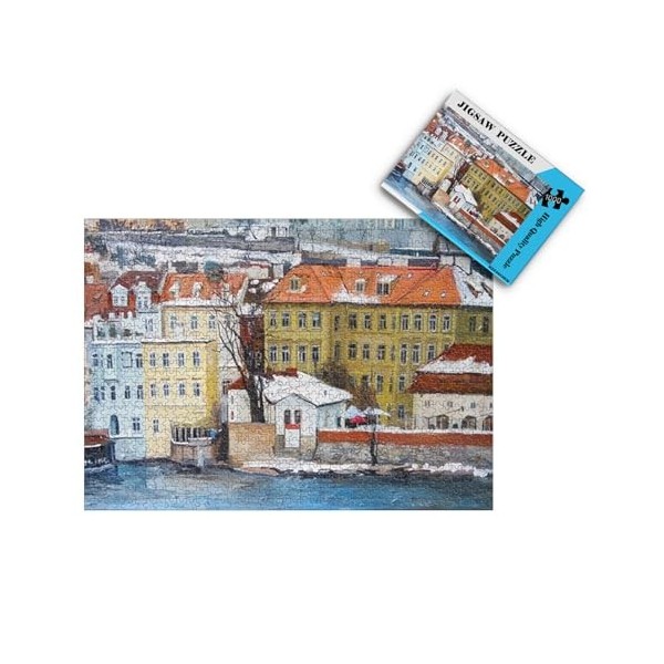 Puzzles pour Adultes 1000 pièces -Paysage de Montagnes enneigées et de Lacs Peinture - Puzzle pour Adultes Adolescents Jeu de