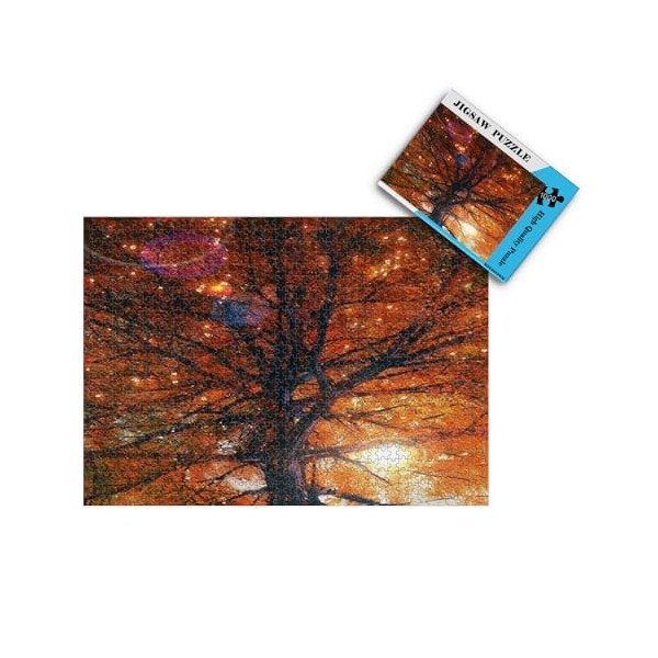 Puzzle 1000 pièces pour Adultes, 1000 pièces pour Enfants,Automne Arbre Feuilles Rouges au Soleil Difficiles Jeux pour Adulte