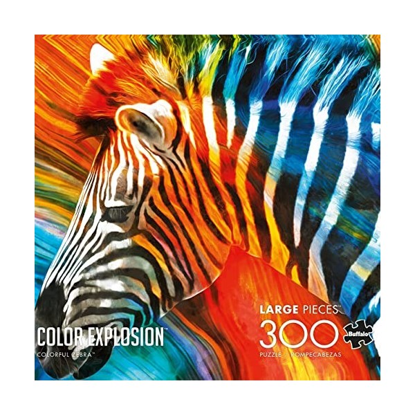 Buffalo Games - Color Explosion – Zèbre coloré – Puzzle de 300 grandes pièces