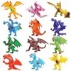 12 pièces Jouets Dragons,4 Pouces Mini Dragons Lots avec Boîte Cadeau, Jouets Souvenirs Fête pour Les Garçons Enfants,Monde A