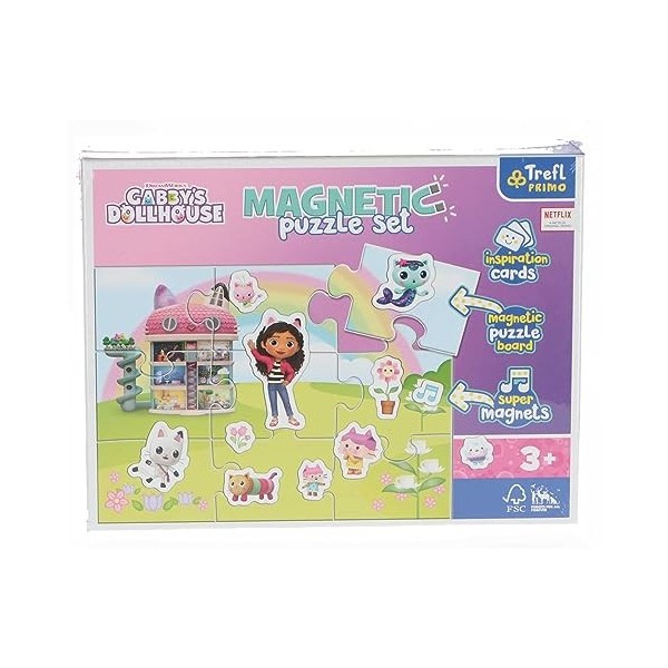 Trefl Primo - Magnetic Puzzle Set : Gabbys Dollhouse, Découvrez Le Monde de Gabi - Puzzle magnétique avec aimants colorés, C