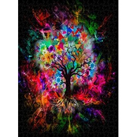 Puzzle Adulte 500 pièces Arbre Peint Puzzle Classique Jouet Anti-Stress pour Adulte