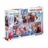Clementoni- Supercolor Disney La Reine des Neiges 2-20+60+100+180 pièces Enfant-boîte de 4 Puzzles-fabriqué en Italie, 3 Ans 