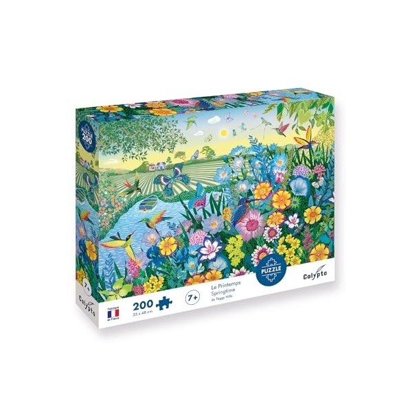 Calypto 3907401 Spring Puzzle de 200 pièces avec Surface veloutée pour Enfants à partir de 7 Ans, Jardin, Fleurs, Papillons