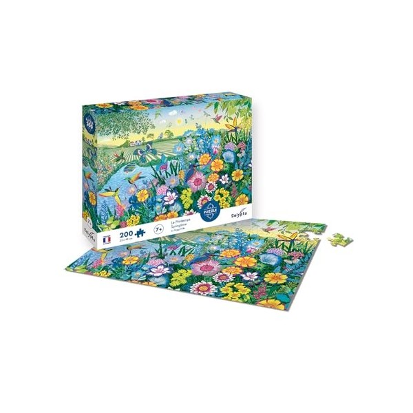 Calypto 3907401 Spring Puzzle de 200 pièces avec Surface veloutée pour Enfants à partir de 7 Ans, Jardin, Fleurs, Papillons