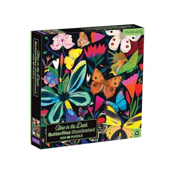 MudPuppy- Glow in Dark Puzzle/Butterflies Illuminated Casse-tête, 356664, Butterlfies