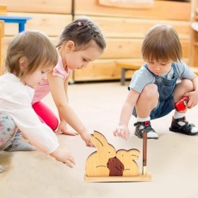 Pesrtice Décor de Lapin en Bois, Figurine de Lapin en Bois - Décoration en Bois de Lapin 3 pièces - Décoration de Porte-Stylo