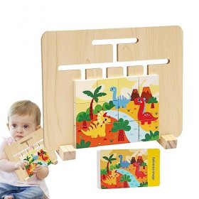 Ghirting Puzzle Coulissant Montessori - Puzzle 2 en 1 avec Toboggan et Jouets Assortis pour dâge préscolaire | Slide Puzzle 