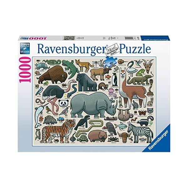 Ravensburger- Illustration Animaux Sauvages Puzzle, 16807, Multicolore, 1000 Pezzi