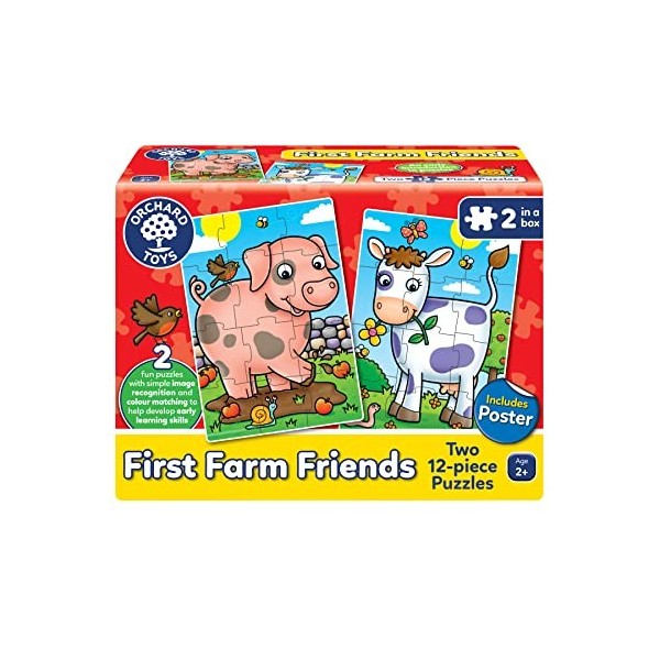 Orchard Toys First Farm Friends Jigsaw Puzzle, 12-Piece Educational Jigsaws, Two Puzzles in a Box, Perfect For Ages 2+, Devel