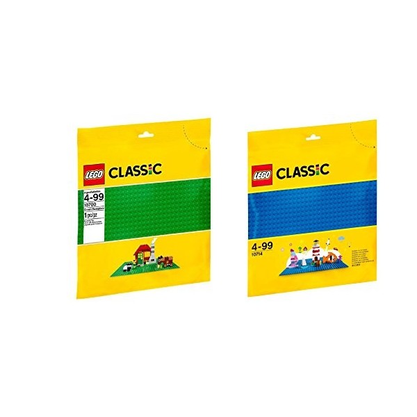 Steinchenwelt Lego Classic 10700 Lot de 2 plaques de Construction Vertes + 10714 Bleu