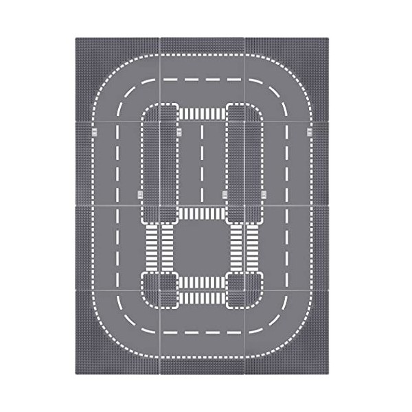 Lekebaby Lot de 6 Plaques de Base pour Autoroute de La Ville - 25,5 x 25,5 CM - 32 x 32 Goujons- 100% Compatible avec la Plup