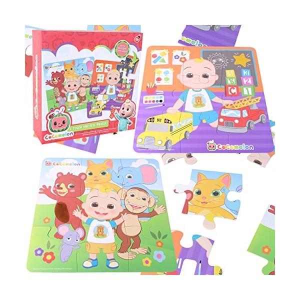 Toyland® Cocomelon Lot de 2 Puzzles tactiles et tactiles – Jouets sensoriels – Puzzles pour Tout-Petits – 18 Mois et Plus