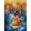 MYKJpuzzle Puzzle en Bois 1000 Pieces - Loup et Femmes Indiennes au Bord de la rivière - Adultes Enfants Classique Jeu Cadeau