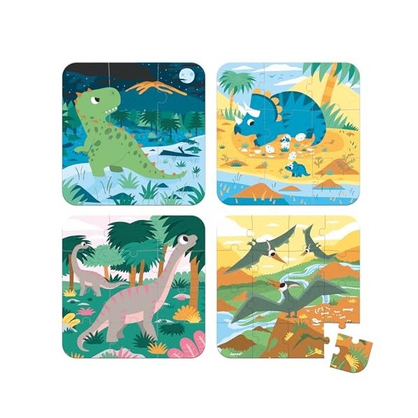 Janod- Dinosaures Puzzles, J02541, Multicolore