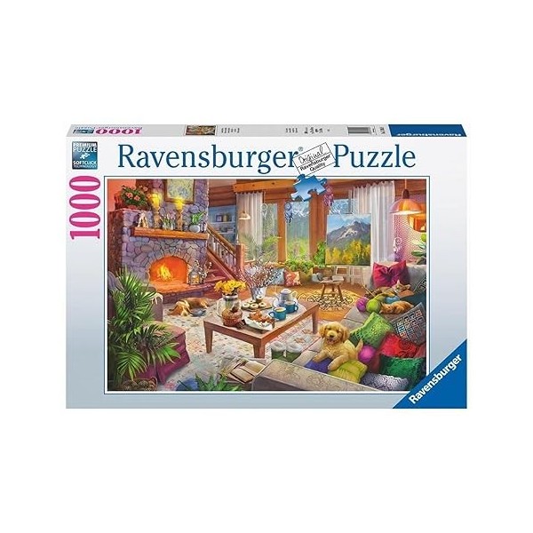 Ravensburger- Cozy Cabin Puzzle, 17495, Noir