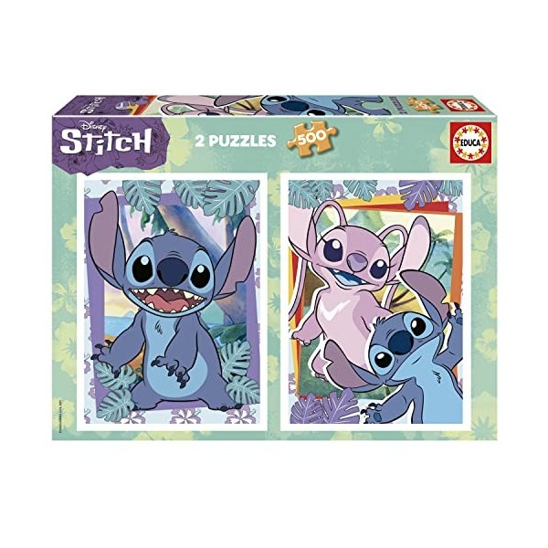 Educa - Lot de 2 puzzles de 500 pièces chacun avec images de Stitch. Dimensions : 34 x 48 cm. Contient Environ de la Colle Fi